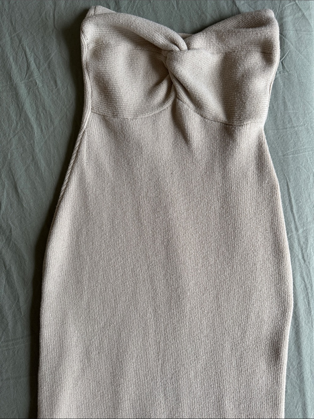 Strapless Twist-Front Bodycon Dress - Cream